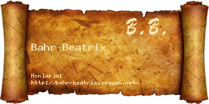 Bahr Beatrix névjegykártya